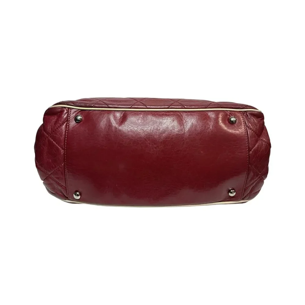 Chanel East West Accordion Flap Bag Red Caviar Leather Silver Hardware w/ COA